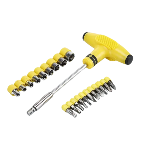 24pcs T Shape Screwdriver Set Batch Head Ratchet Pawl Socket