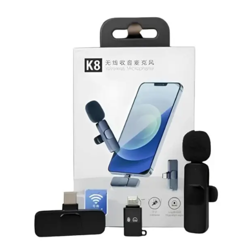K8 Wireless Clip Microphone USB C and Lightning Ports